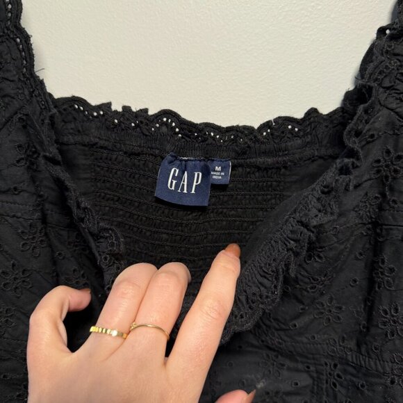 GAP Mini Black Dress Pointelle Medium - Picture 3 of 8